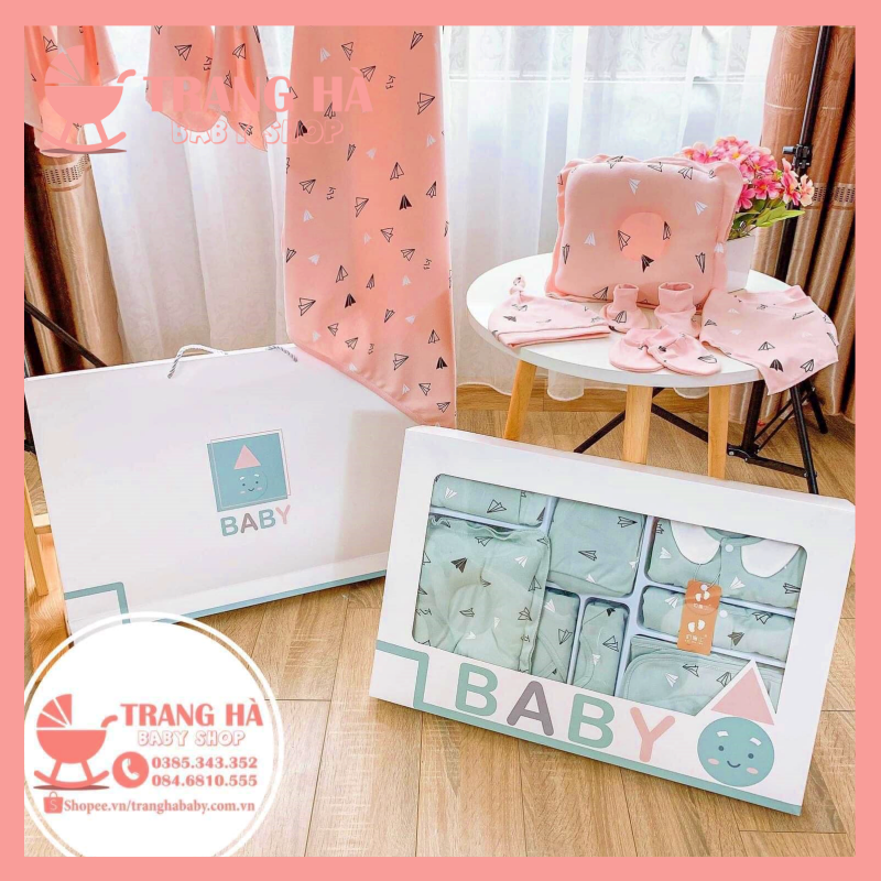 🎁𝑯𝑶̣̂𝑷 𝑸𝑼𝑨̀ 𝑻𝑨̣̆𝑵𝑮🎁 Set Đồ Sơ Sinh Quà Tặng Cho Bé 22 Chi Tiết Coton Mùa Hè Có Hộp Sang Chảnh💓Quà Tặng Đầy Tháng Cho Bé