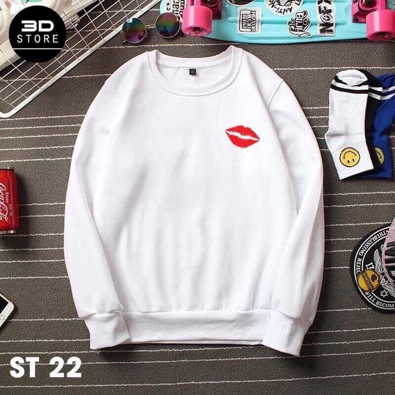 Áo sweater nam nữ logo môi có bigsize vải nỉ bông dày cao câp