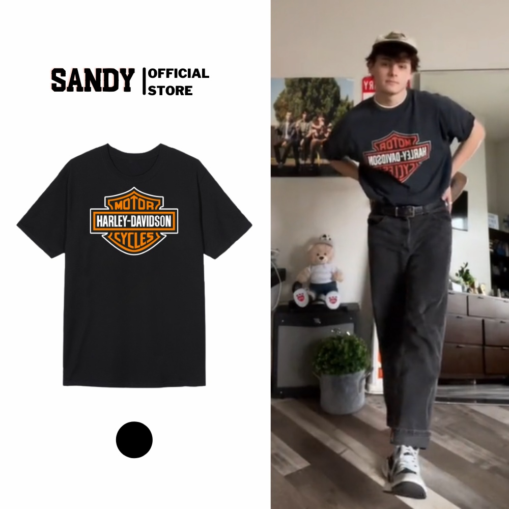 Áo thun unisex oversize, áo thun motor harley davidson, phong cách Châu Âu