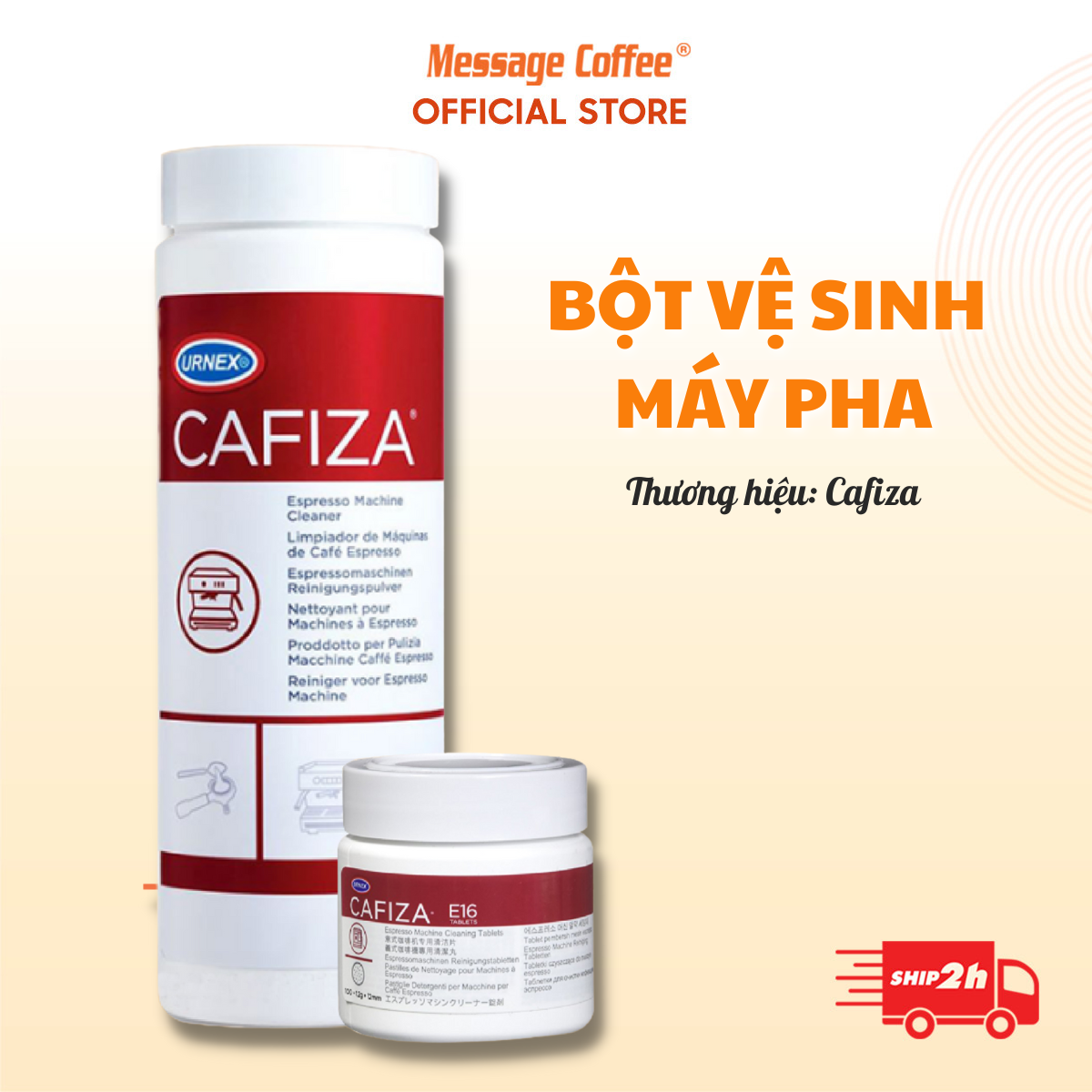 Bột Vệ Sinh Máy Pha Cà Phê, Dùng Rửa Vòi Chiết Suất Máy Pha Espresso Thương Hiệu Urnex Cafiza Xuất Xứ Mỹ - Message Coffee