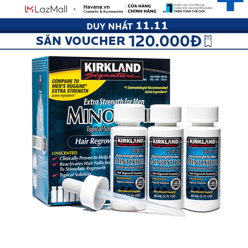 Dung dịch thoa ngoài Mọc tóc, mọc Râu Minoxidil 5% Kirkland USA
