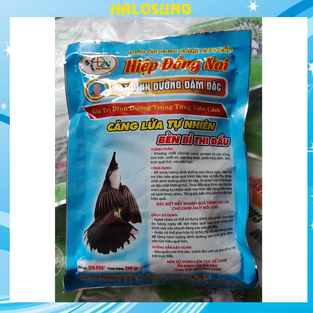 Cám chim Halosung hạt dinh dưỡng đậm đặc Hiệp Đồng Nai dành cho chim chào mào 200gram giá rẻ CC49