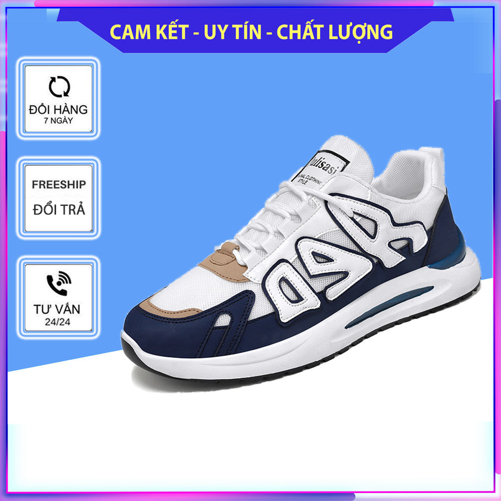 Giày sneaker nam viền sóng Chữ Nghiêng AEDD siêu chất vải thoáng khí Thời Trang Nam SPORT MEN'S