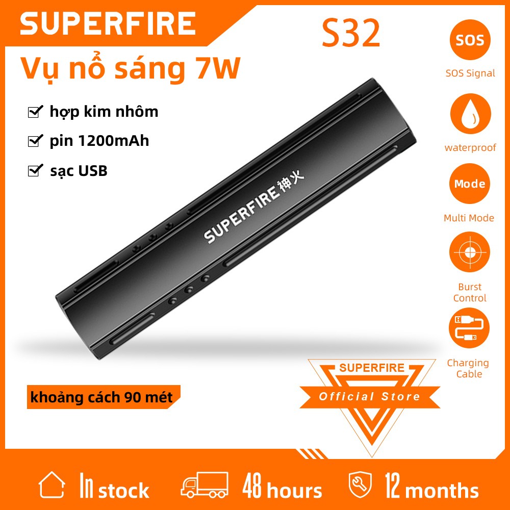Superfire đèn pin mạnh s32 đèn pin lái xe mạnh đèn pin đèn led ngoài trời siêu sáng sạc được tầm xa mini cầm tay tuổi thọ pin siêu dài
