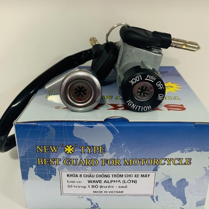 ﺴ✷✆  Khóa 8 cạnh xe Wave Alpha lớn Chính hãng_Gắn như zin