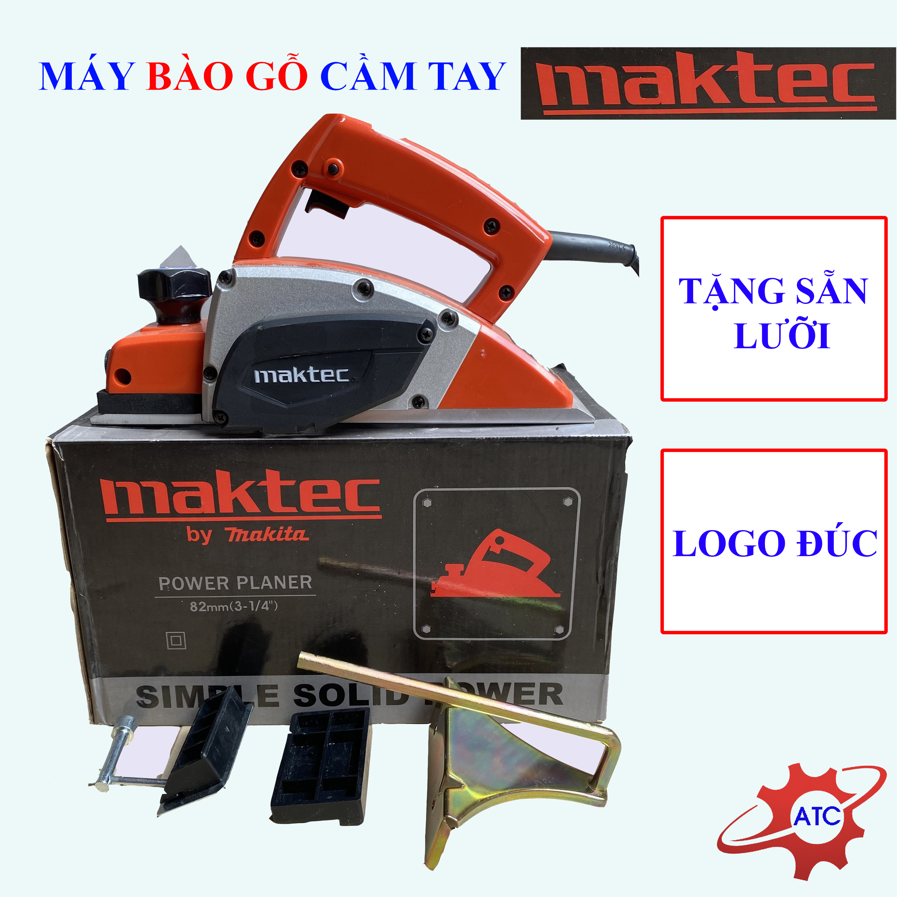 Máy Bào gỗ cầm tay Maktec Nhật bản - Logo đúc nổi tặng phụ kiện đầy đủ