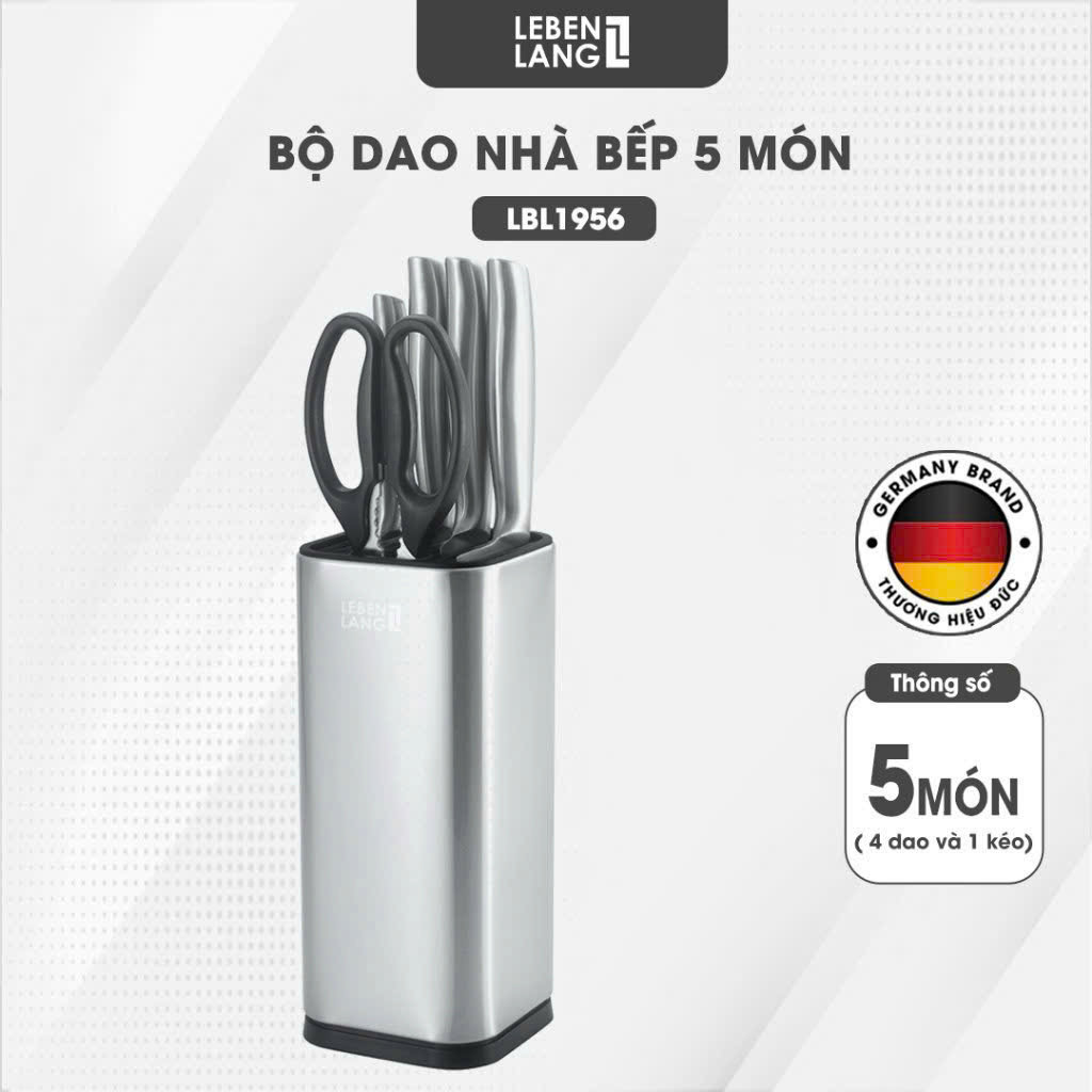 German Standard 5-Piece Kitchen Cutlery Set Lebenlang Lbl1956 Comes with a Plug-In Box