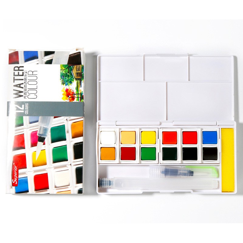 [Chính hãng] [Có sẵn] Màu Nước Superior Hộp Nhựa 12/18/24/36/48 Màu quà tặng kèm