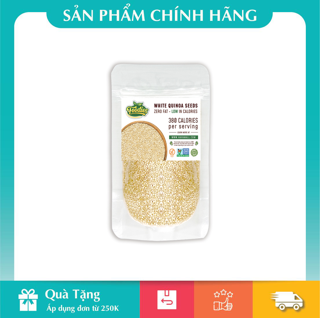 Hạt diêm mạch quinoa trắng 200gr