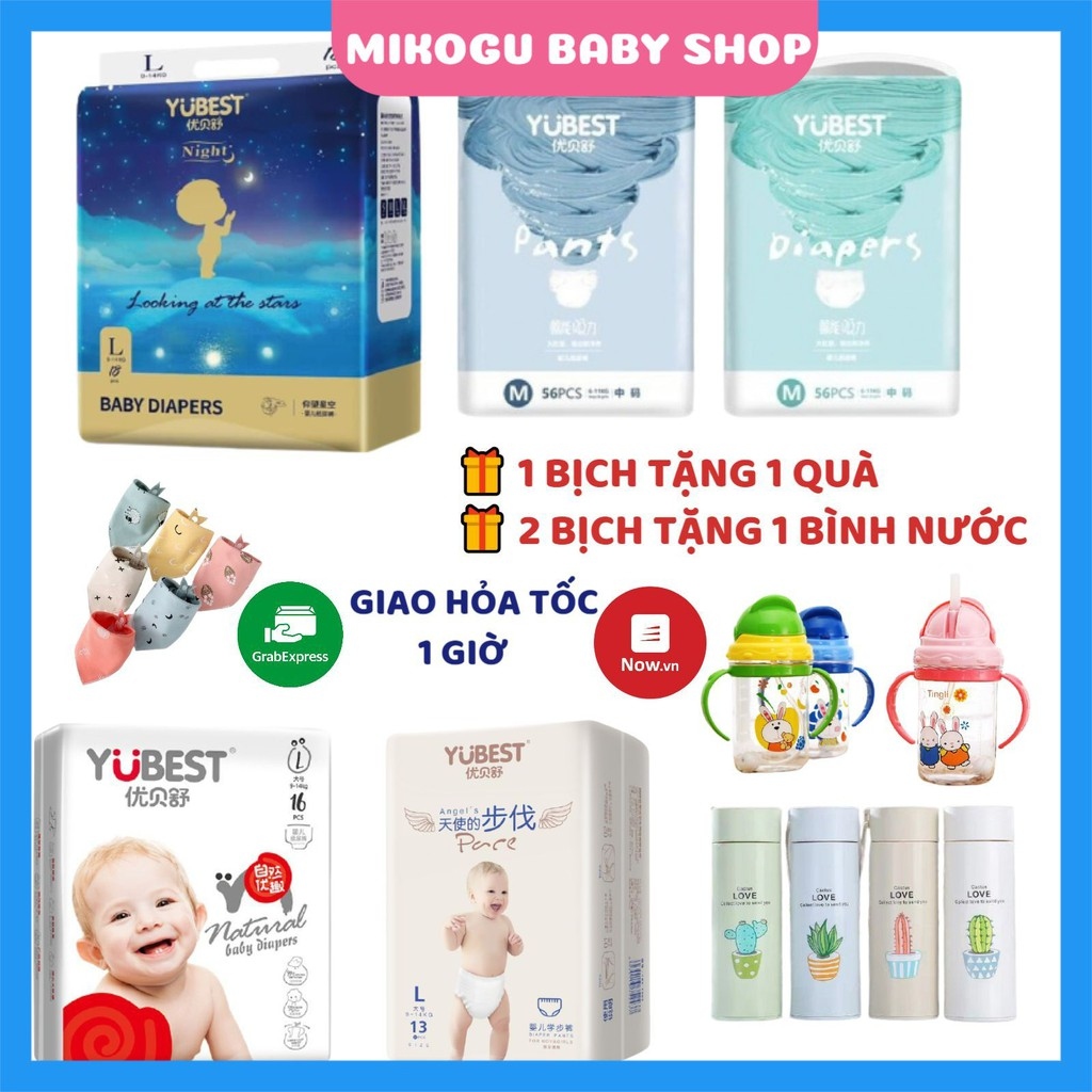 【Hàng giao ngay】 Bỉm Yubest 💝FREESHIP💝 Yubest Gold/Angel/Night/Natural/Core - Tã Yubest Dán/Quần đủ size S132S90M108M84L96L78