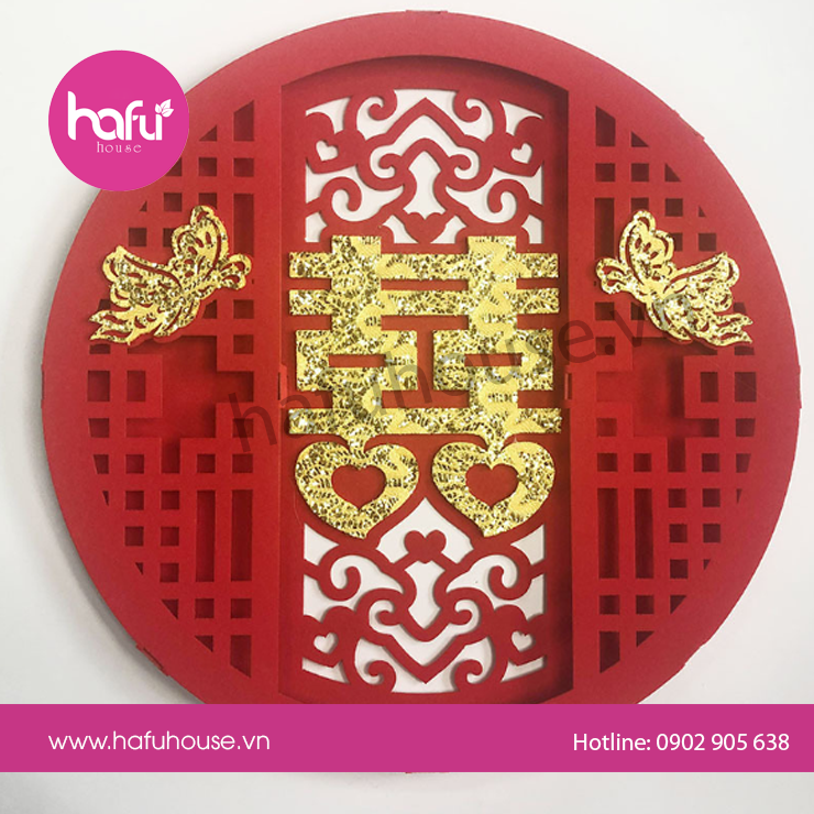 CHỮ HỶ NỈ 3D 2 LỚP M2 HAFU HOUSE - TẶNG KÈM 10 MIẾNG DÁN 2 MẶT HAFU HOUSE