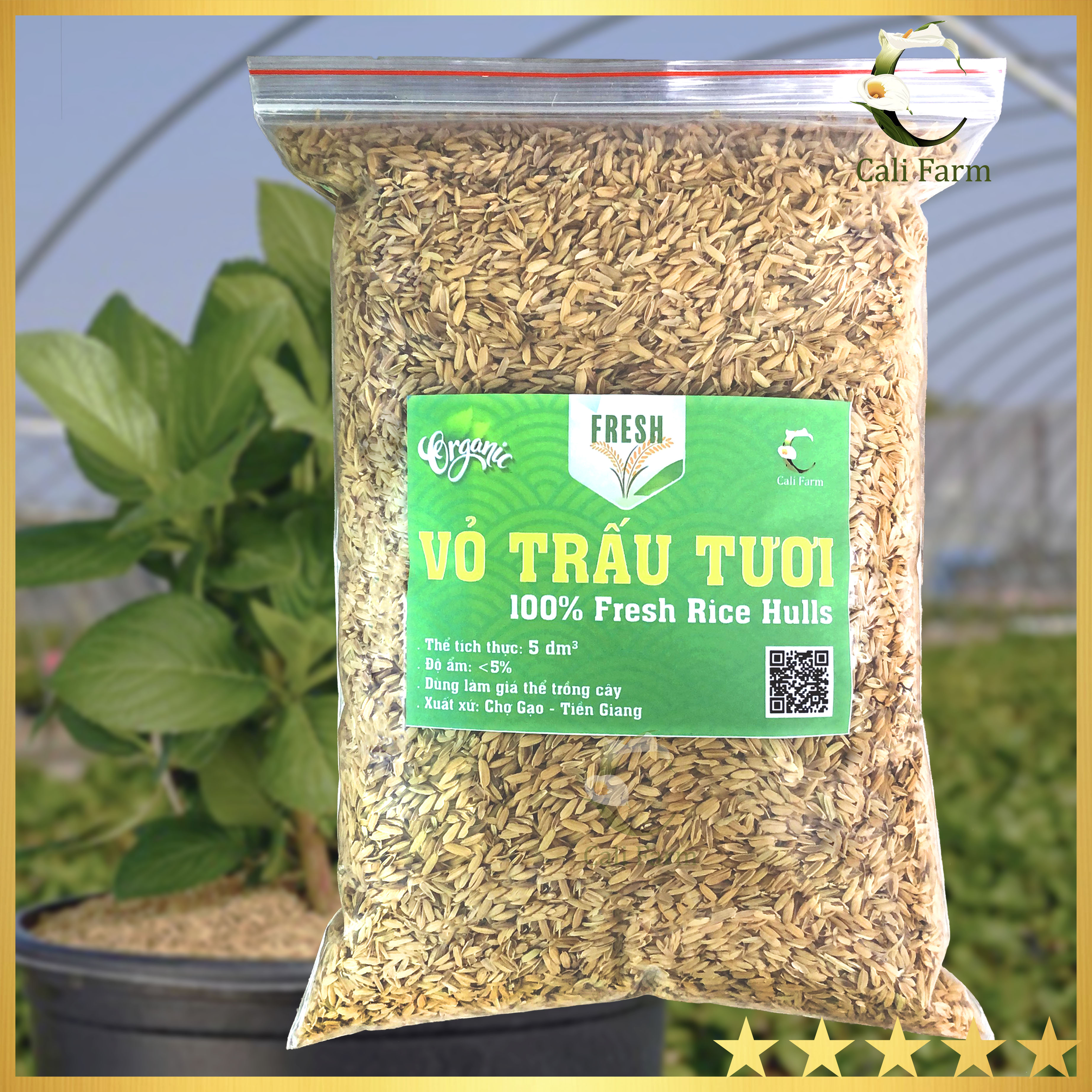 Vỏ Trấu Tươi Giá Thể dùng để trộn Đất Trồng Rau Và Hoa Kiểng ( 5dm3)