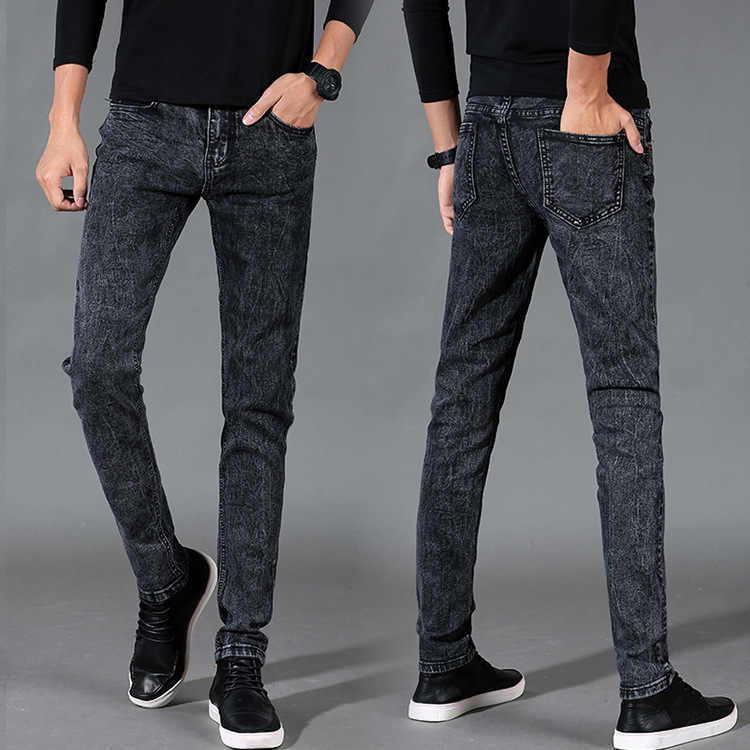 Quần jean nam co giãn 4 chiều,quần bò nam đen trơn ốn côn phong cách trẻ trung ms20