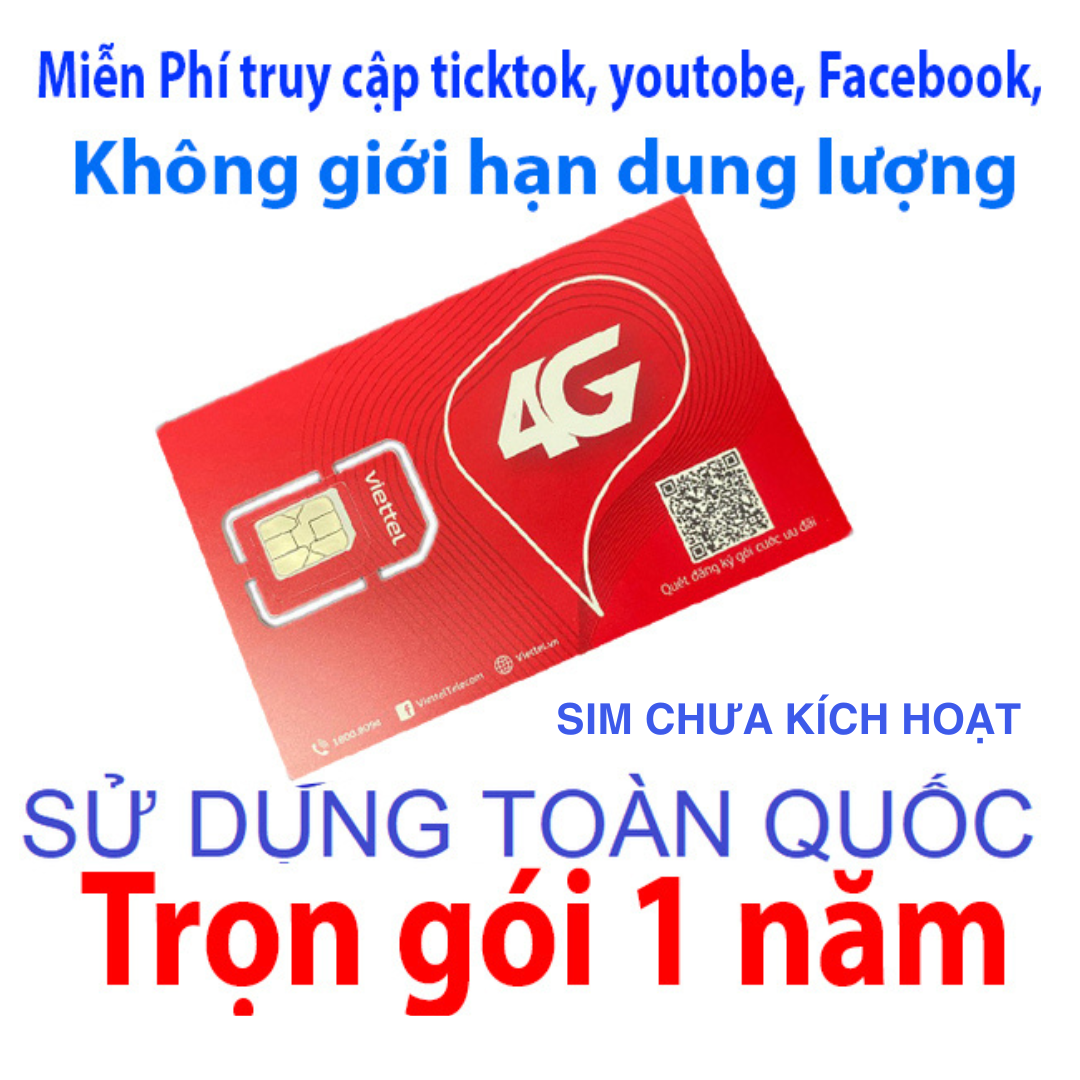 Freeship - chưa kích hoạt. sim 4g viettel không giới hạn lưu lượng tốc độ cao mxh100 umax50n umax70 3st4g
