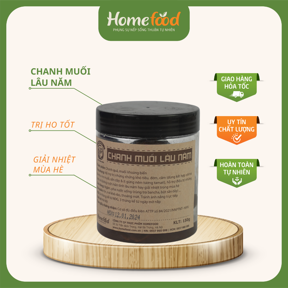 Chanh muối lâu năm homefood 150g/ chanh muối dạng lát cắt
