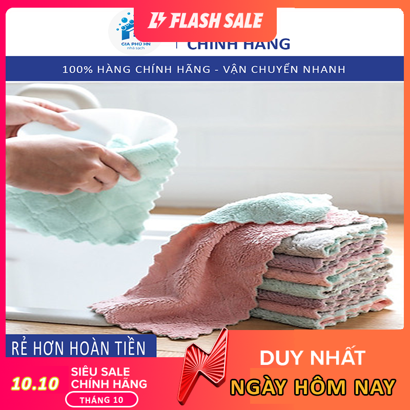 COMBO 5 Khăn Lau Đa Năng ,  Khăn Lau Bát Đĩa, Phòng Bếp,  Chén Bát, 2 Lớp