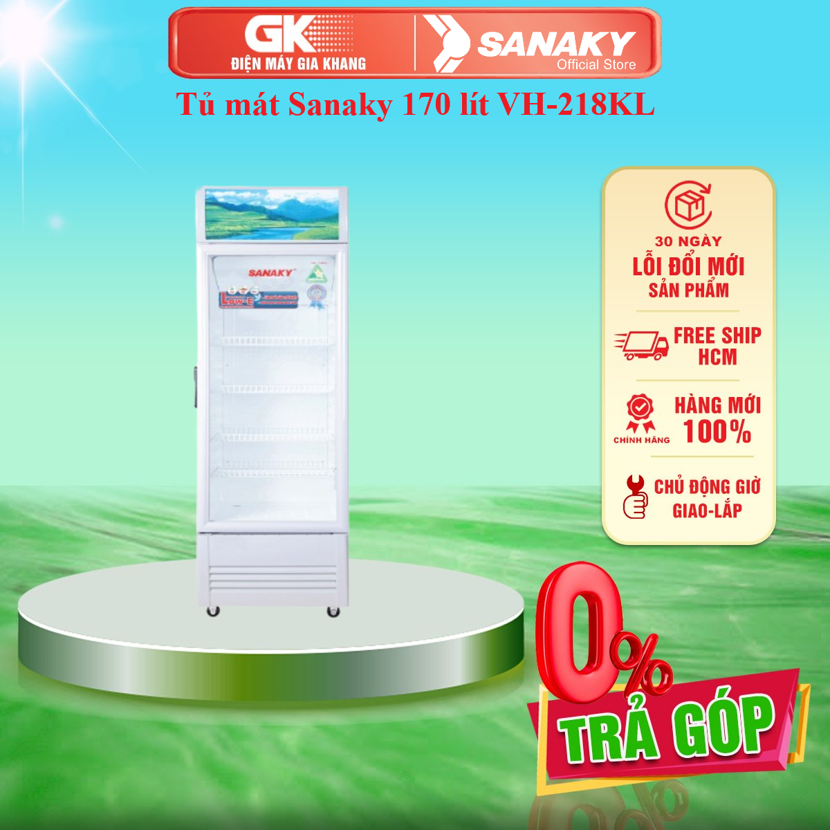 Tủ mát sanaky 170 lít vh-218kl - giao toàn quốc