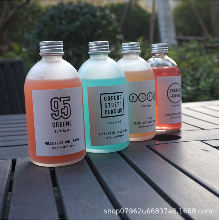 Bình thuỷ tinh tròn cao nắp nhôm 350ml. 500ml