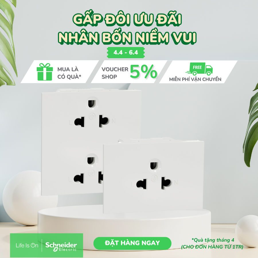 Ổ cắm đôi 3 chấu / Ổ cắm đơn 3 chấu - dòng AvatarOn A - 16A - Trắng - 250VAC - IP20 - Schneider Electric - M3T426UST_WE M3T426UST2_WE