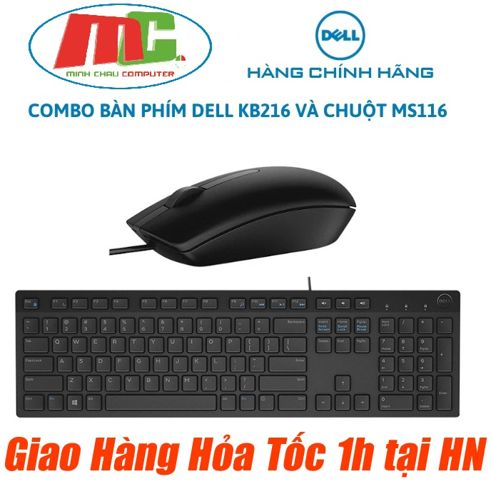 Combo Bộ Bàn Phím và Chuột Có Dây Dell (KB216 + MS116) - Hàng Chính Hãng FPT