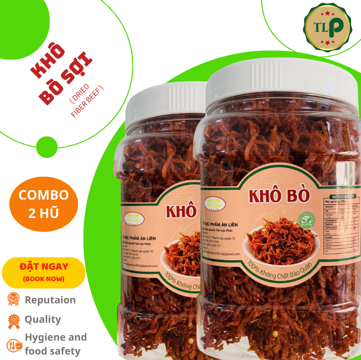 KHÔ BÒ SỢI TÂN LỘC PHÁT 1KG - COMBO 2 HŨ 500G