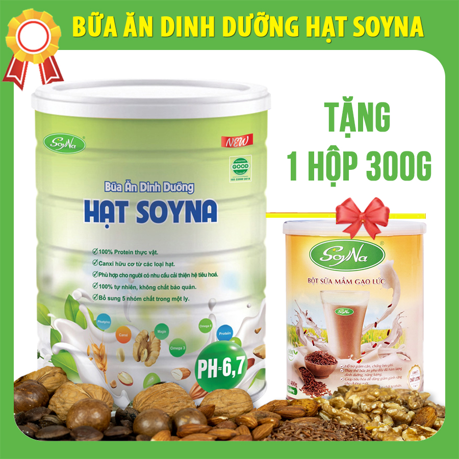 Bữa Ăn Hạt Dinh Dưỡng Soyna 800gr date mới tặng kèm 1 hộp Sữa gạo lứt 300g