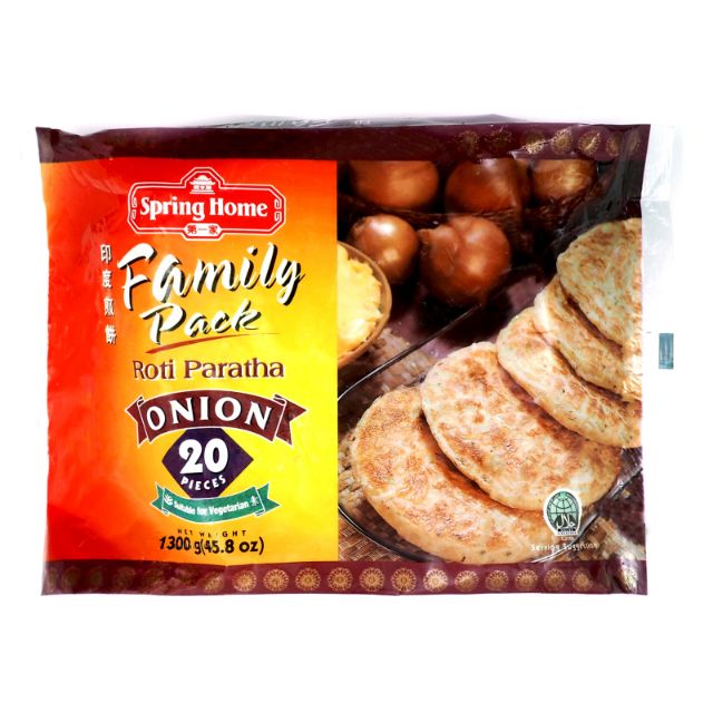Thùng 6 Bịch Bánh Roti Paratha Onion Spring Home 1.3kg*20 bánh - Singapore/ Bánh Mì Đông Lạnh - Nhập Khẩu Chính Hãng
