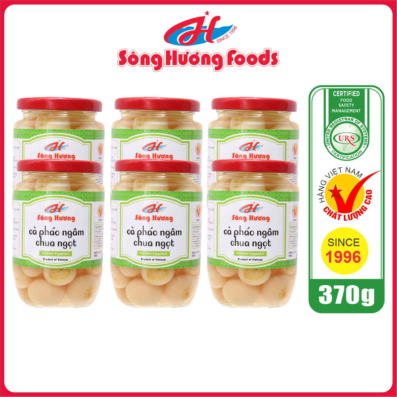 6 hũ cà pháo muối ngâm chua ngọt sông hương hũ 370g - ăn kèm cơm , bún , phở , mì tôm , ăn vặt , thịt nướng