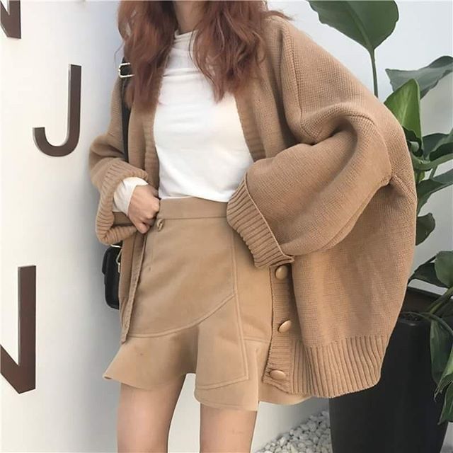 Hcm]Áo Khoác Len Cardigan Dáng Rộng Phong Cách Hàn | Lazada.Vn
