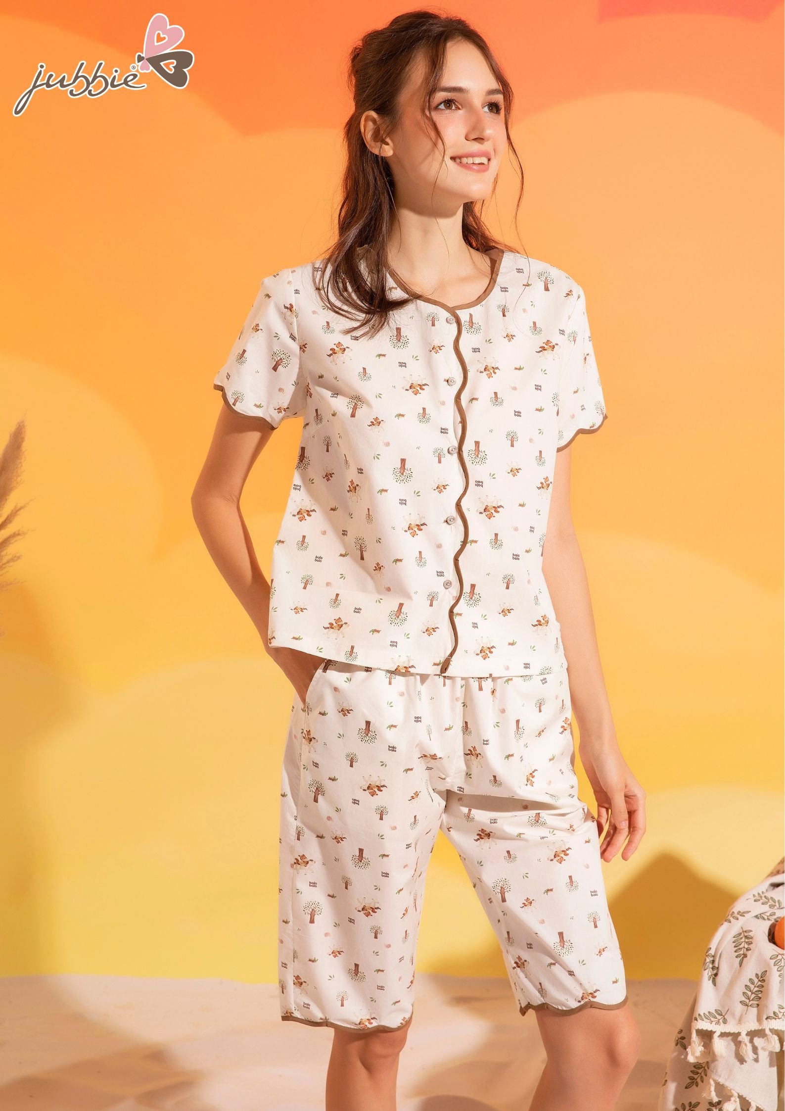 Bộ lửng kate cổ tròn mặc nhà Jubbie 32486