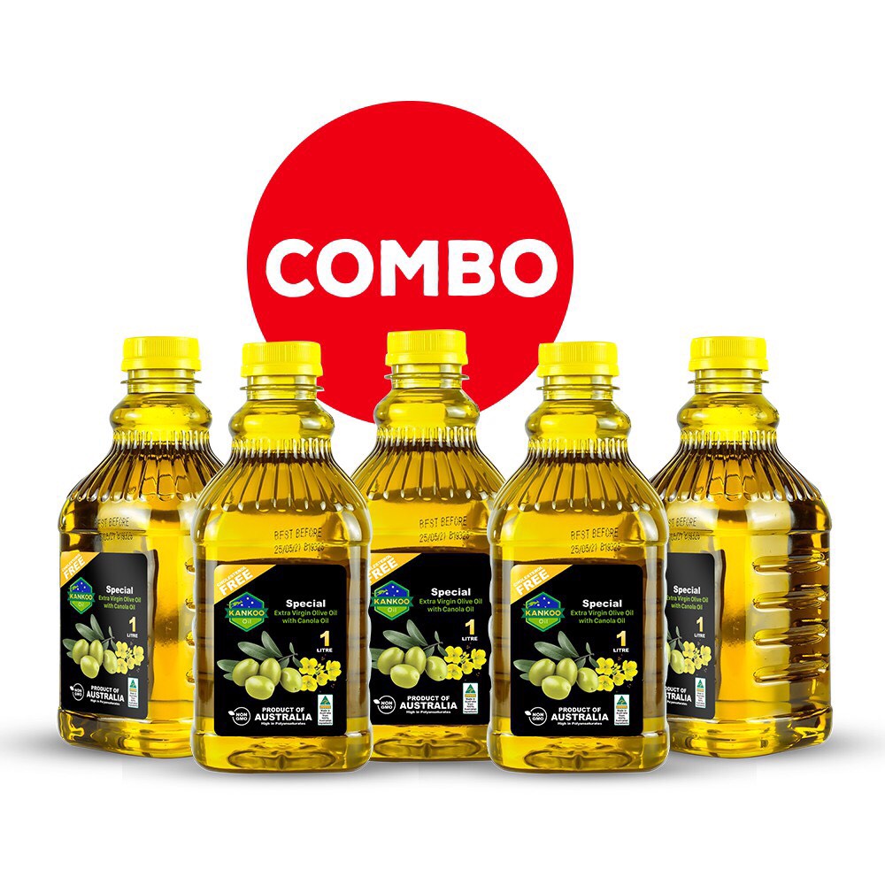 Combo 5 chai dầu ăn oliu hạt cải Kankoo nhập khẩu Úc size 1L