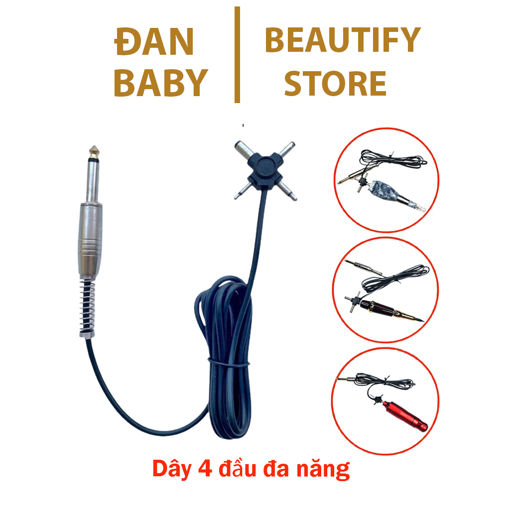 Dây 4 đầu đa năng cắm máy pen phun xăm