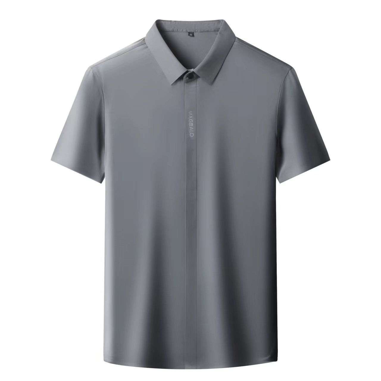 Vatican purple hidden placket senior men's short sleeve shirt feels light luxury business no-iron anti-wrinkle non-trace spandex elastic shirt