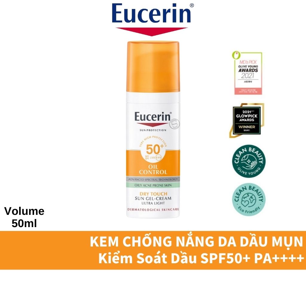 Eucerin Sun Dry Touch Oil Control SPF50+ 50ml Kem chống nắng kiểm soát dầu Eucerin Kem Chống Nắng Giúp Giảm Thâm Nám Và Dưỡng Trắng Da Sun Serum Double Whitening SPF50+