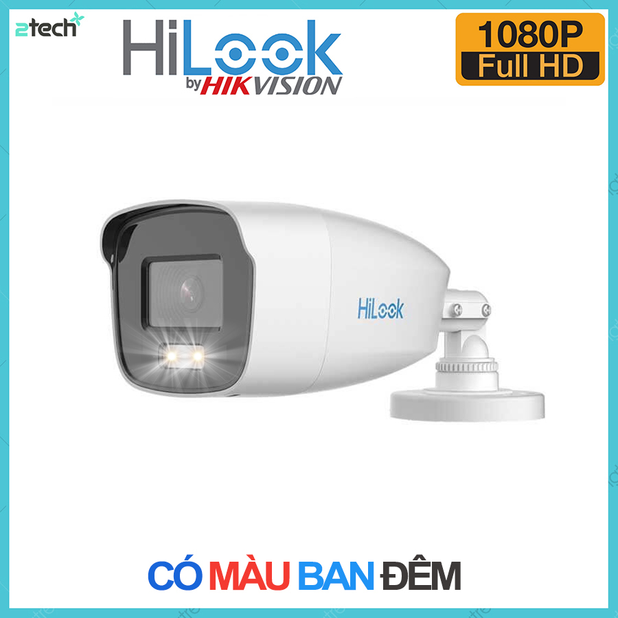 Camera có màu ban đêm hdtvi colorvu 2mp hilook thc-b229-m led 40m