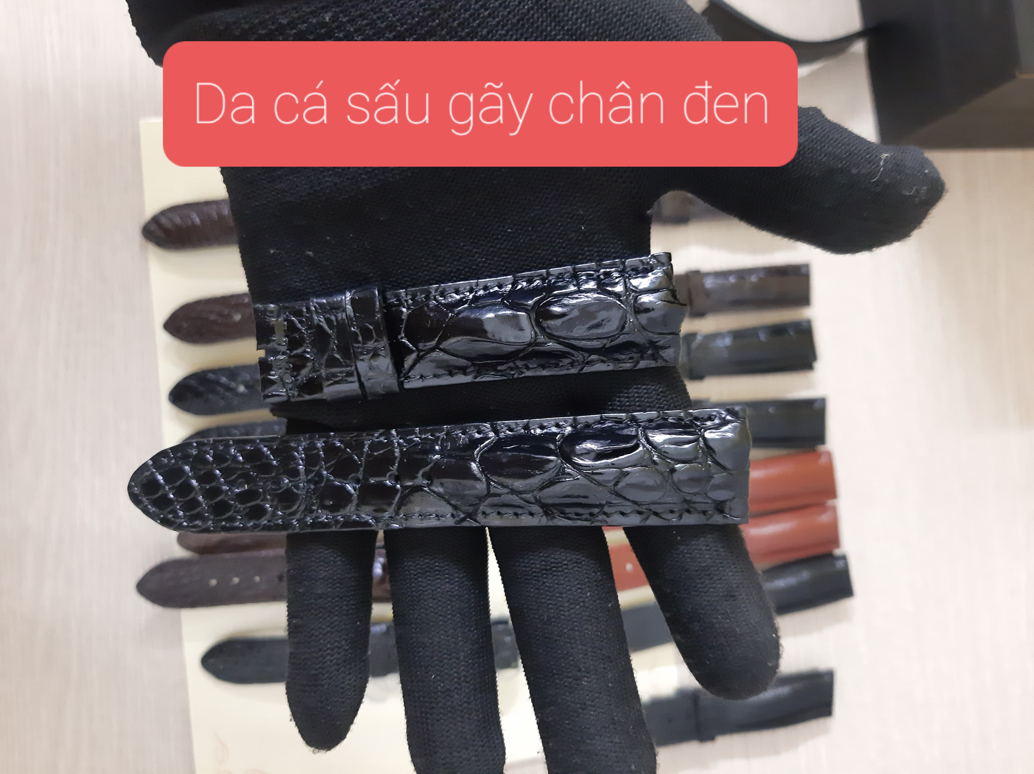 Dây đồng hồ, dây da cá sấu thật 100%, hàng đặt xưởng làm