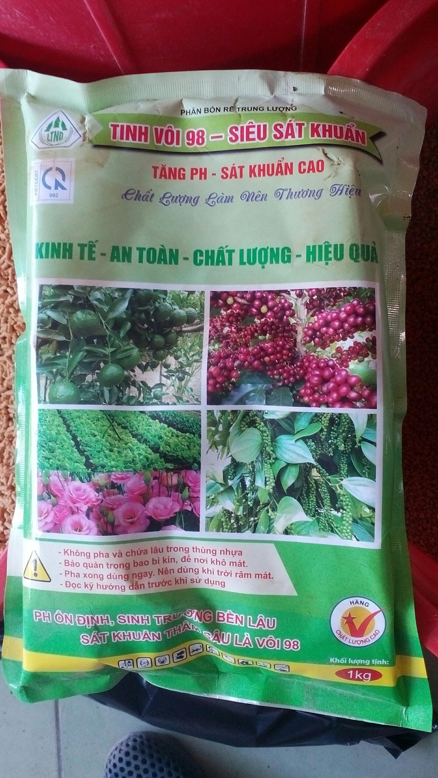 tinh vôi 1kg khử trùng nâng pH đất