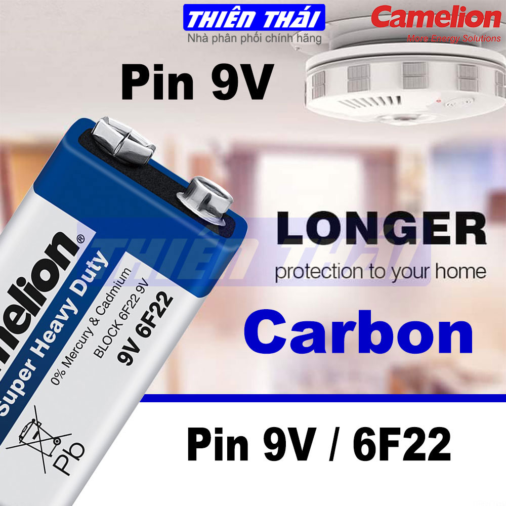 Pin 9V Camelion,carbon(than),6F22,pin vuông,cho Micro, Đồng hồ vạn năng,