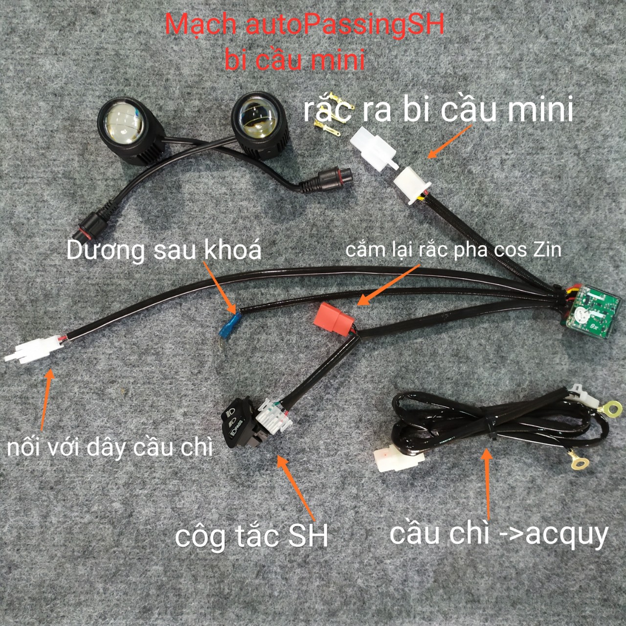 Mạch Auto Passing Bi cầu mini 2 màu cho xe Airblade tất cả các đời