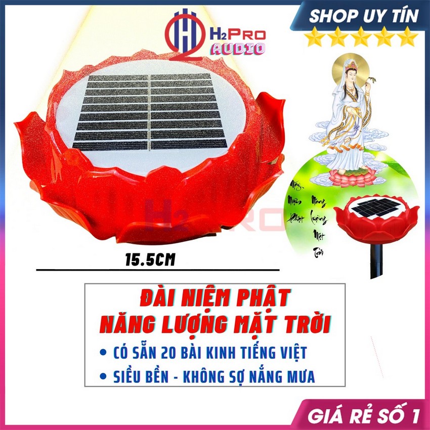 Máy Niệm Phật Năng Lượng Mặt Trời Hoa Sen 20 Bài, Siêu Bền Chịu Nắng Mưa, Đài Tụng Kinh Không Cần Sạc - H2Pro Audio