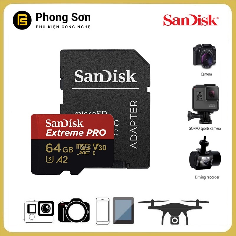 Thẻ nhớ micro sdxc 64gb extreme pro 667x 100mb/s uhs-1 sandisk