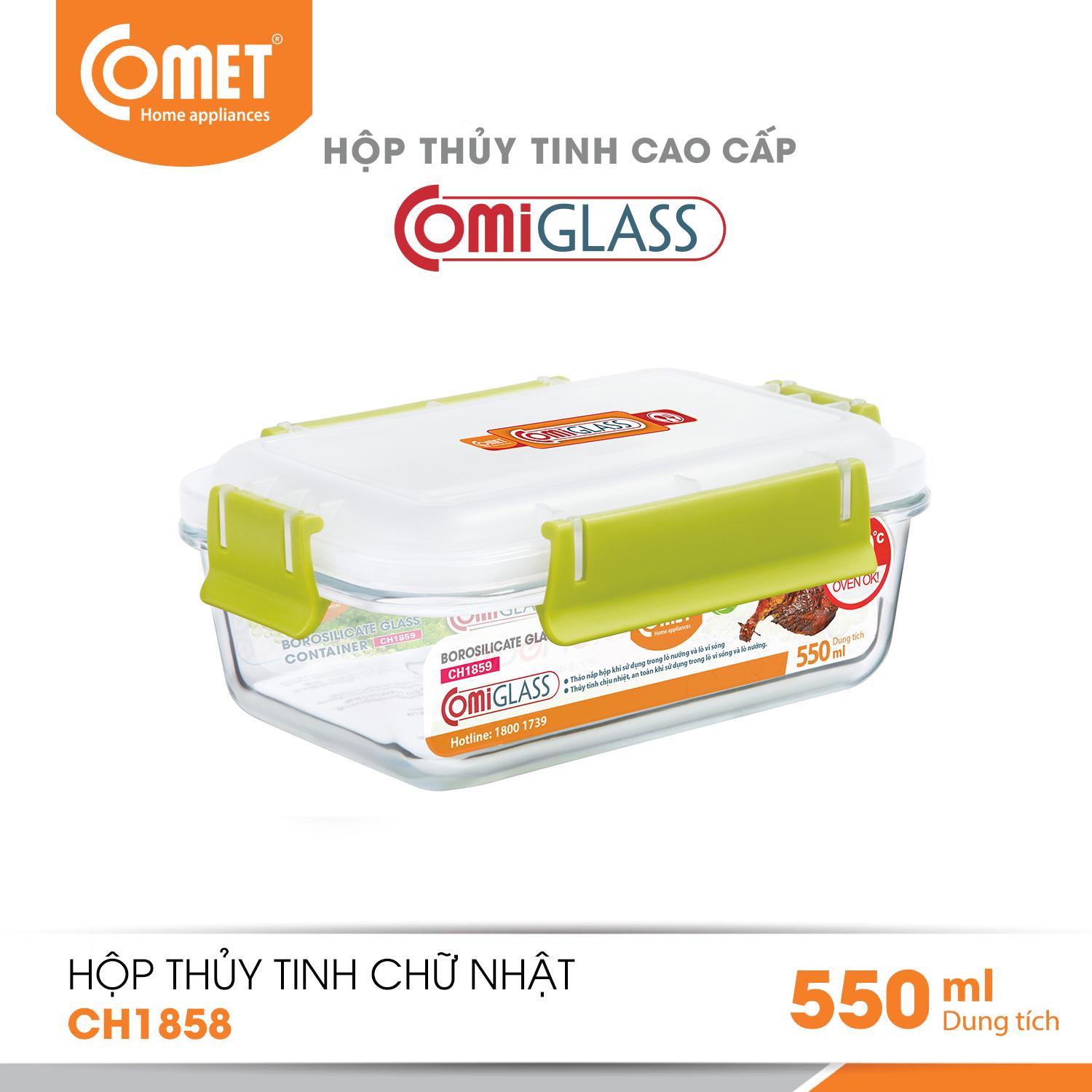 Hộp đựng thực phẩm thủy tinh comet - ch1858 550ml
