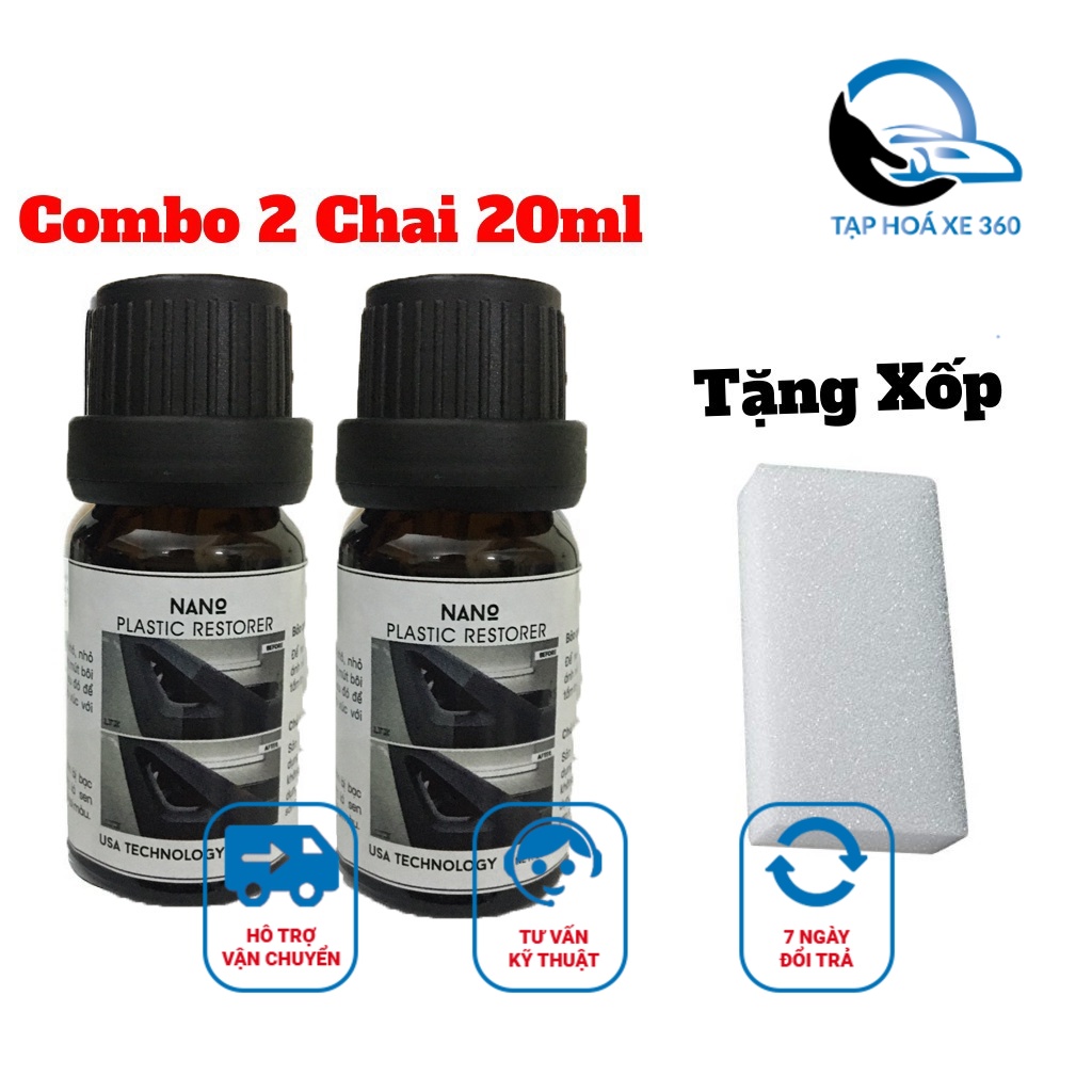 Chai phục hồi làm mới nhựa nhám nhựa đen nano plastic restorer 10ml - tặng mút