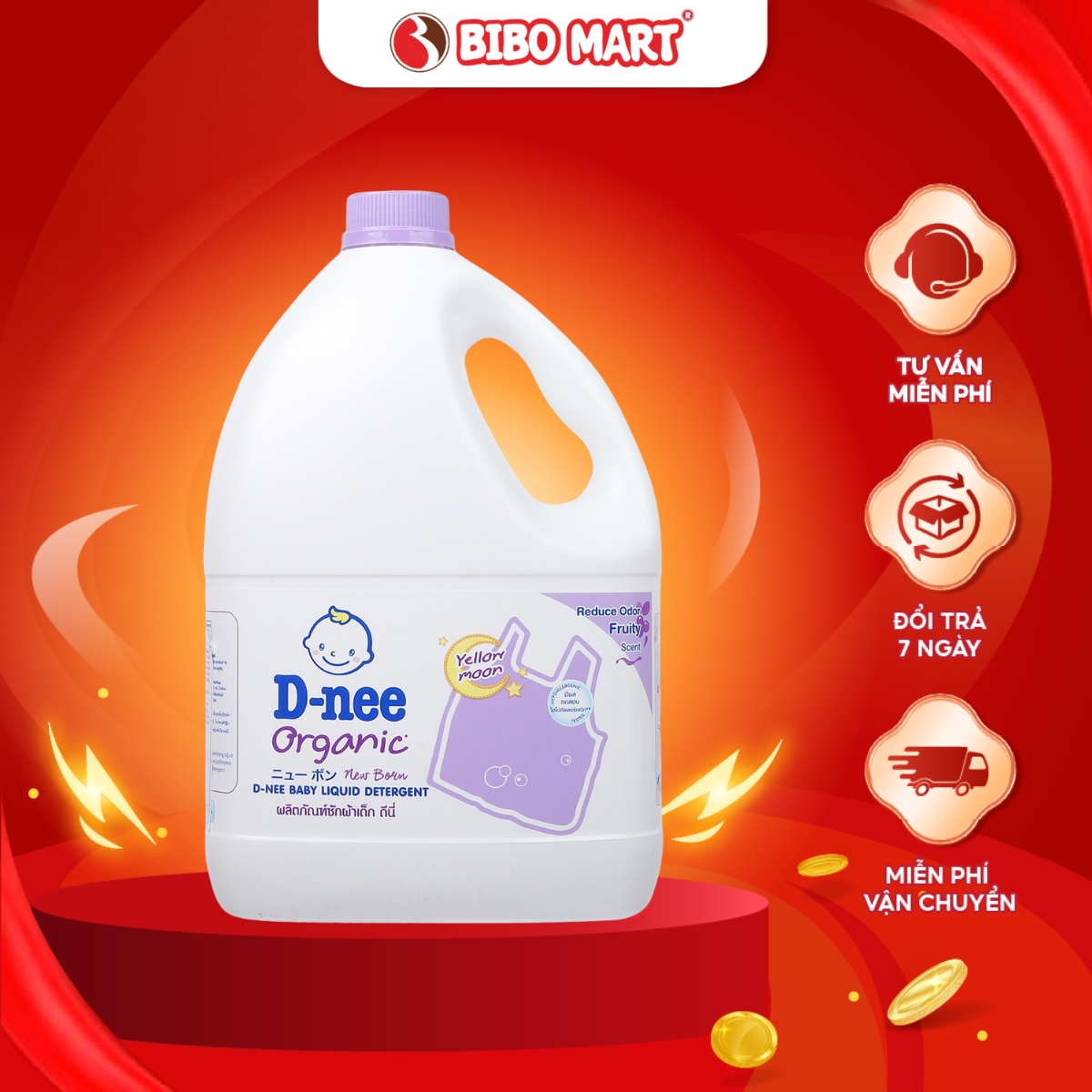 Nước Giặt Dnee Tím Nước Giặt Quần Áo Hoa Oải Hương An Toàn Cho Làn Da Trẻ Em 3000ML - Bibo Mart