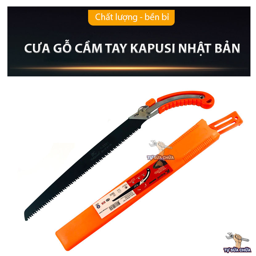 Cưa Nhật, Cưa Gỗ Cầm Tay Kapusi Nhật Bản Lưỡi Thẳng Cao Cấp, cưa cành lưỡi đen thép Nhật, CƯA GỖ CẦM TAY KAPUSI K- 2330