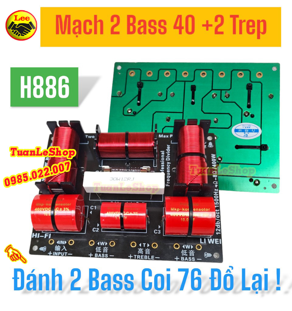 Mạch loa kéo 2 bass 40 - mạch phân tần h886 –hàng nhập – mạch 2 bass 2 treble - giá 02 mạch h886
