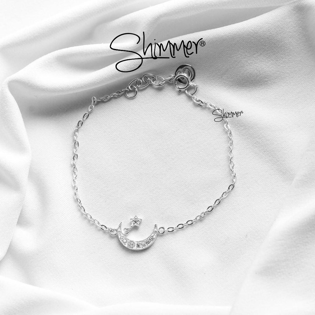 Lắc tay, vòng tay nữ bạc 925 cao cấp shimmer silver thiết kế hình mặt trăng - moony - trang sức bạc 925 shimmer silver