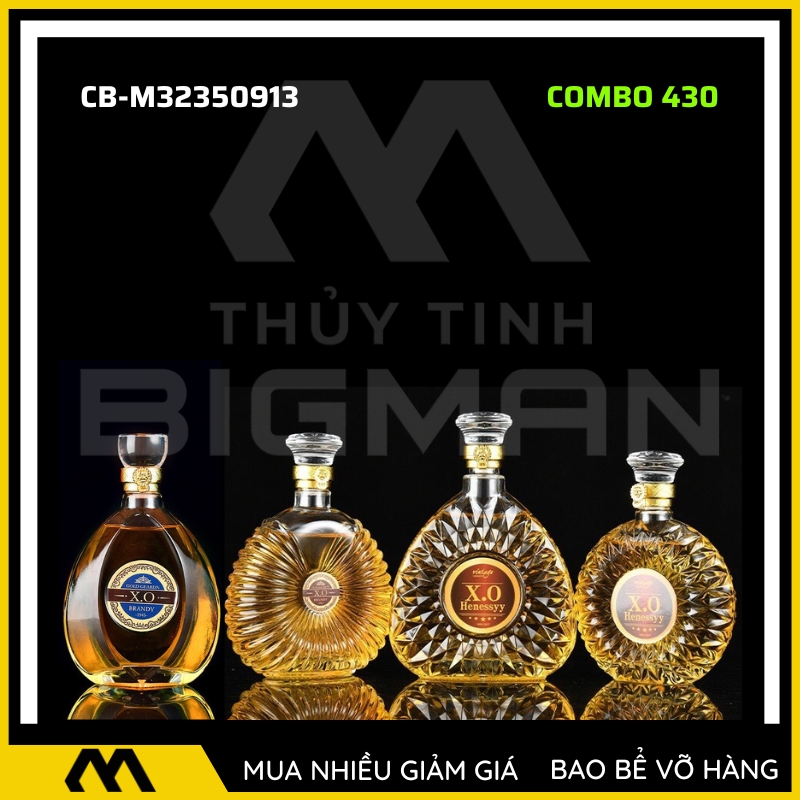 Vỏ chai đựng rượu ngoại thủy tinh cao cấp tặng kèm tem độc đáo nắp thủy tinh đặt nguyên khối dùng trang trí quầy bar bàn tiệc - CB430 - BIGMANSTORE