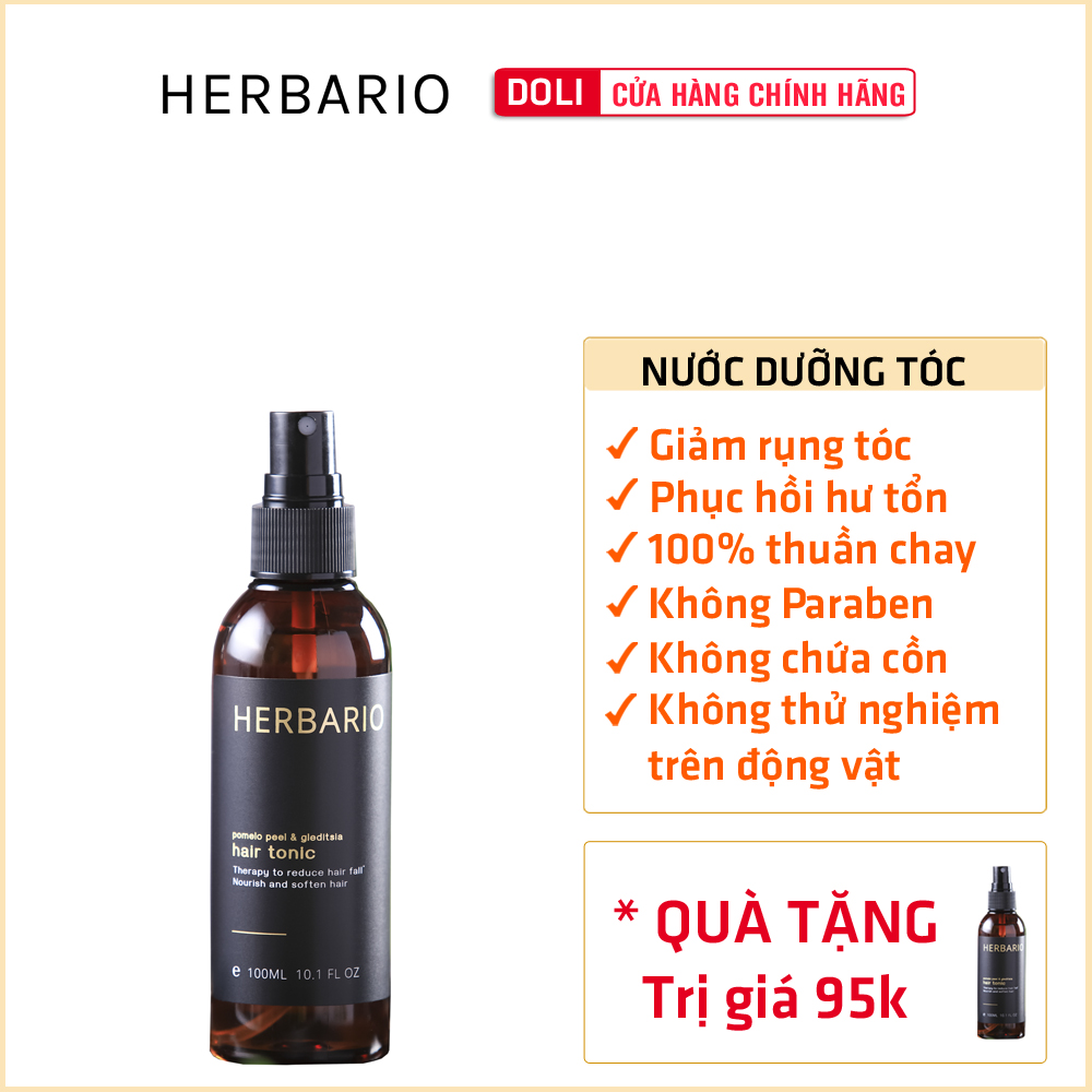 [HCM]Nước xịt dưỡng tóc vỏ bưởi và bồ kết Herbario 100ml ( pomelo hair tonic) hỗ trợ kích thích mọc tóc ngăn ngừa rụng tóc sau 7-10 ngày sử dụng cho mái tóc dàỳ và dài mượt hơn mỗi ngày