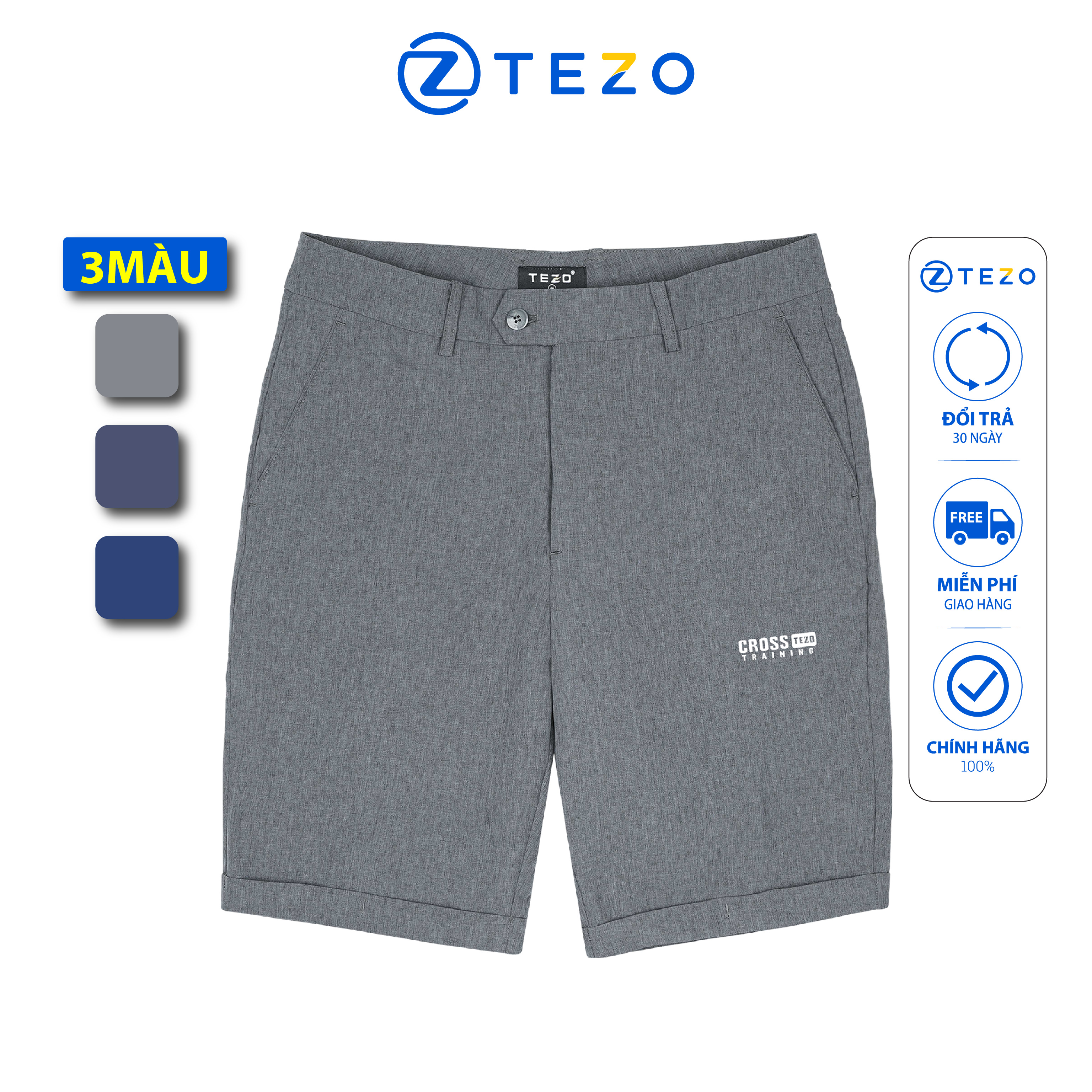 Quần ngố gió nam quần short nam cao cấp in Cross Tezo 2201QNGH05